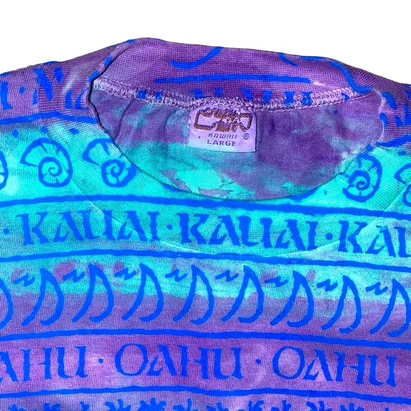 vintage multicolor tie dye short sleeve tshirt hawaii Kauai Ocean All Over Print - Picture 2 of 4